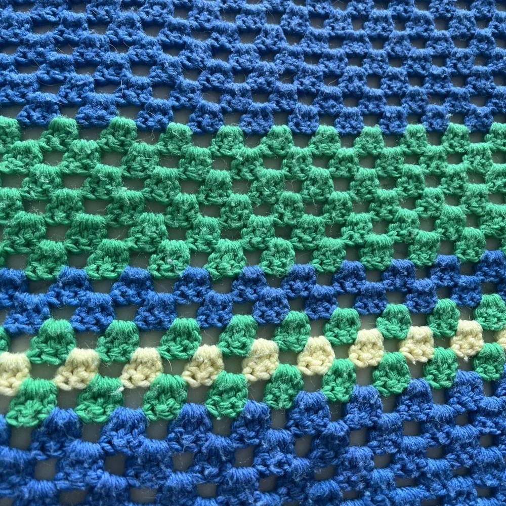 VTG Handmade Crochet Afghan Blanket Continuous Granny Square Pattern 66